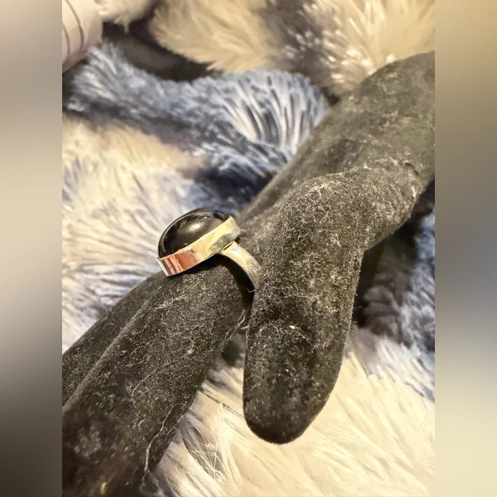 Sterling Silver Black Moon Stone Ring